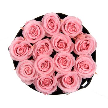 15 roses éternelles parfumées Rose Tendre - Box ronde Blanche 2
