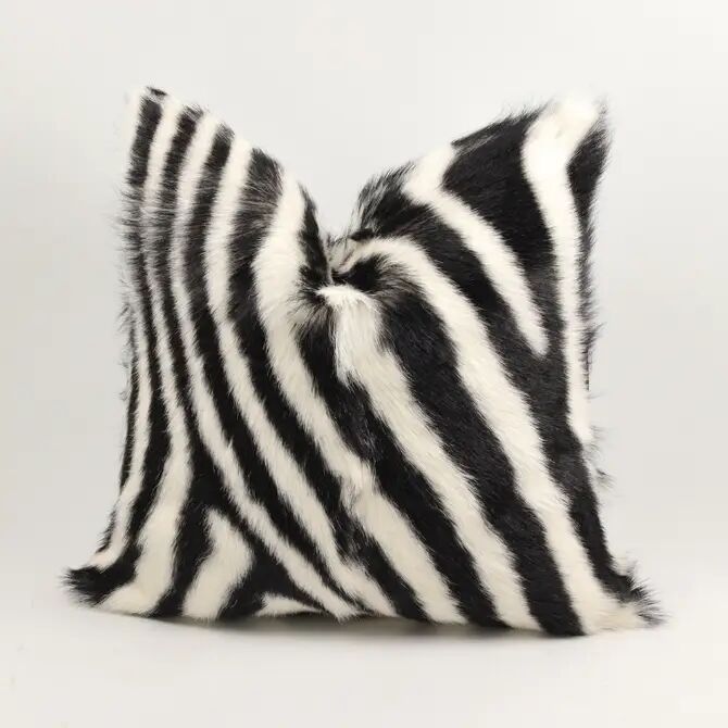 Zebra Pattern Goat Leather Pillow – Luxury Decor