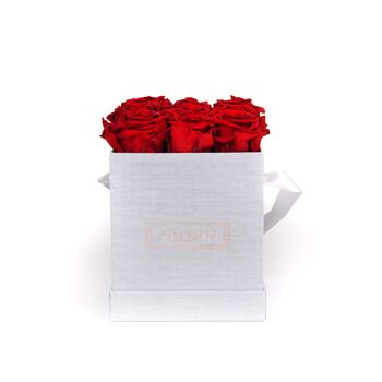 9 roses éternelles parfumées Rouge Passion - Box carrée Grise 2