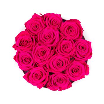 15 roses éternelles parfumées Fuchsia Peps - Box ronde Noire 2