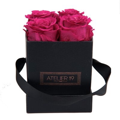 4 eternal roses scented Fuchsia Peps - Black square box