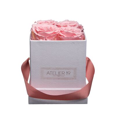 4 scented eternal roses tender Rose - White square box