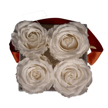 4 roses éternelles parfumées Blanc Pur - Box carrée Grise 2