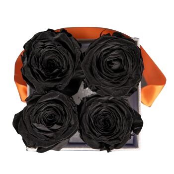 4 roses éternelles parfumées Noir Profond - Box carrée Grise 2
