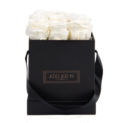 9 eternal roses scented Pure White - Black square box