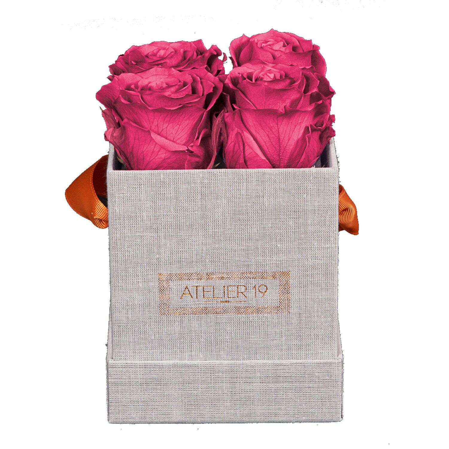 4 scented eternal roses Fuchsia Peps - Gray square box