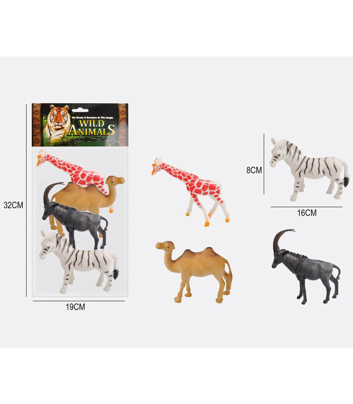 ENSEMBLE D'ANIMAUX AFRICAINS POUR JOUER 4 PIÈCES.DANS UN SAC