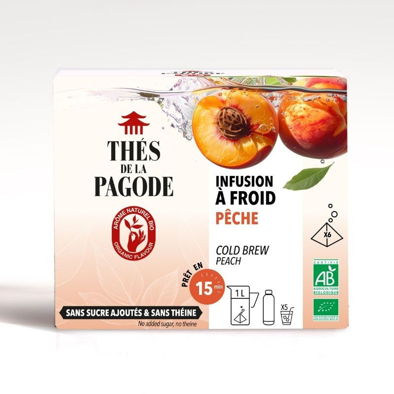 Peach cold brew: box of 6 large 1L tea bags