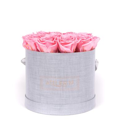 15 ewige Rosen dufteten zarte Rose - Runde graue Box