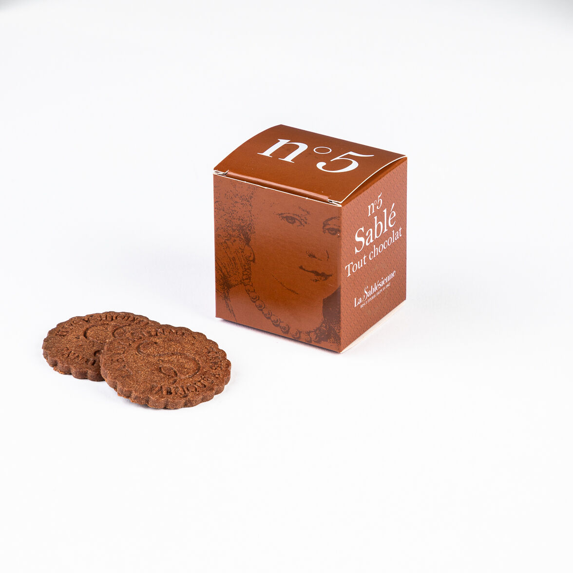 Schokoladen-Mürbeteigkekse – Mini-Pappwürfel Nr. 5, 35 g