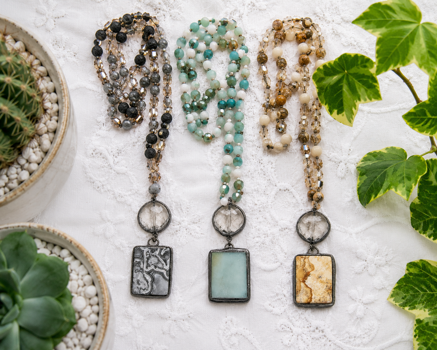 Bohemian Natural stones necklaces