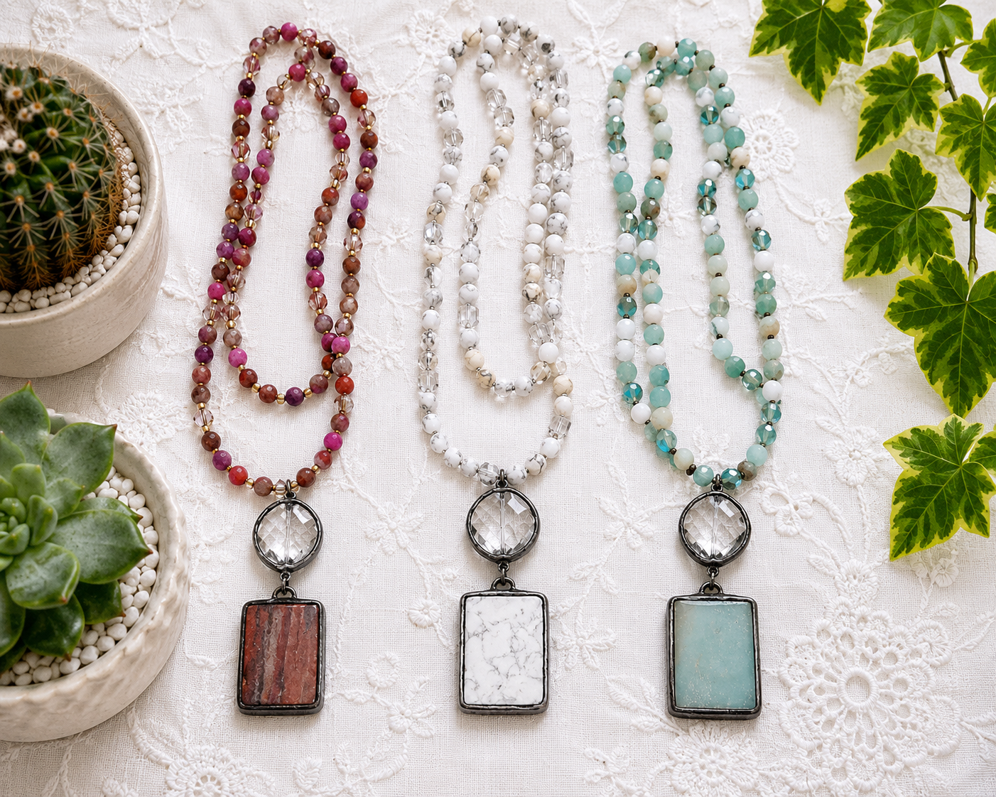 Bohemian Natural stones necklaces