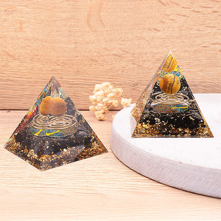 Orgonite 60mm Tree of Life Spiral Tiger's Eye / Black Obsidian A (1 piece)