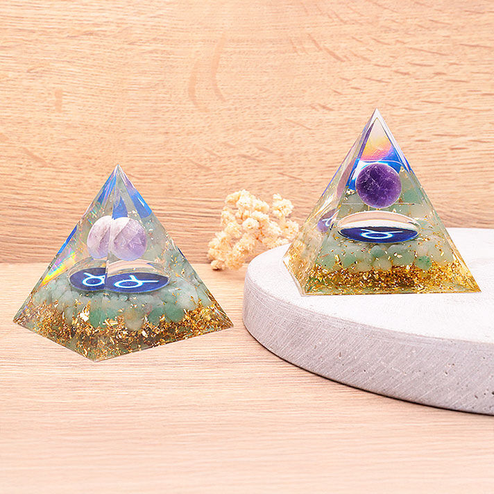 Orgonite 60mm astrology Taurus amethyst / green aventurine A (1 piece)