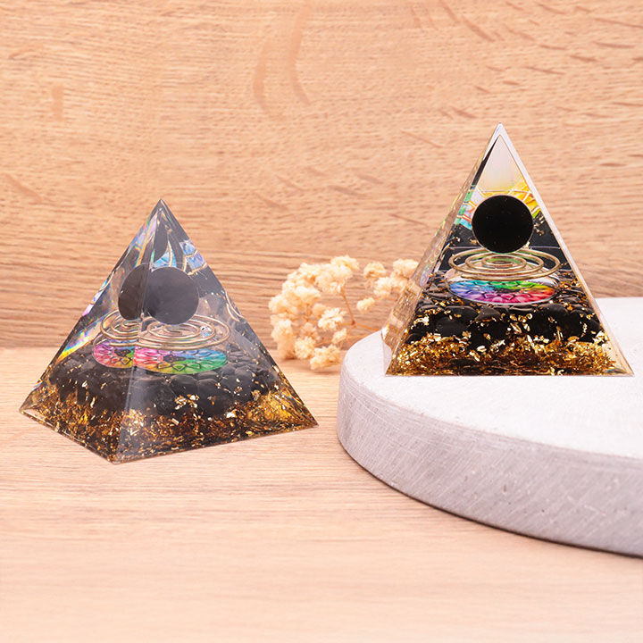 Orgonite 60mm meditation spiral black obsidian / black obsidian A (1 piece)