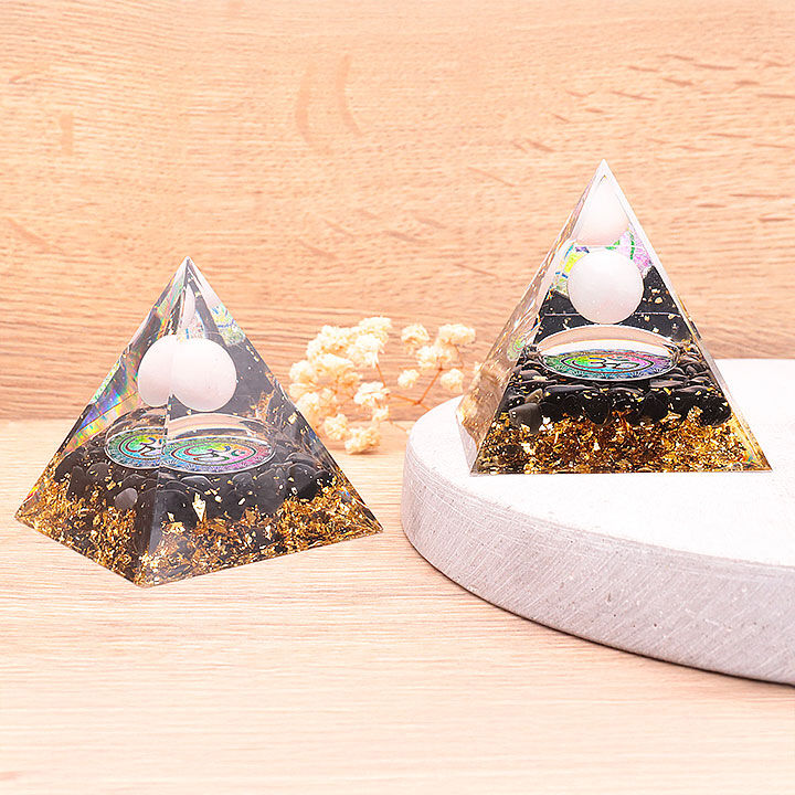 Orgonite 60mm OM rose quartz / black obsidian A (1 piece)