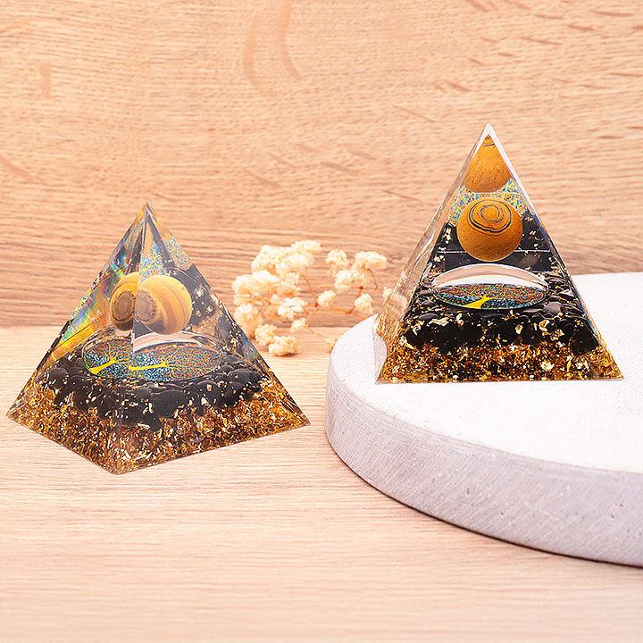 Orgonite 60mm Tree of Life Tiger's Eye / Black Obsidian A (1 piece)