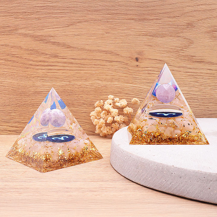 Orgonite 60mm astrology Aries amethyst / rose quartz A (1 piece)