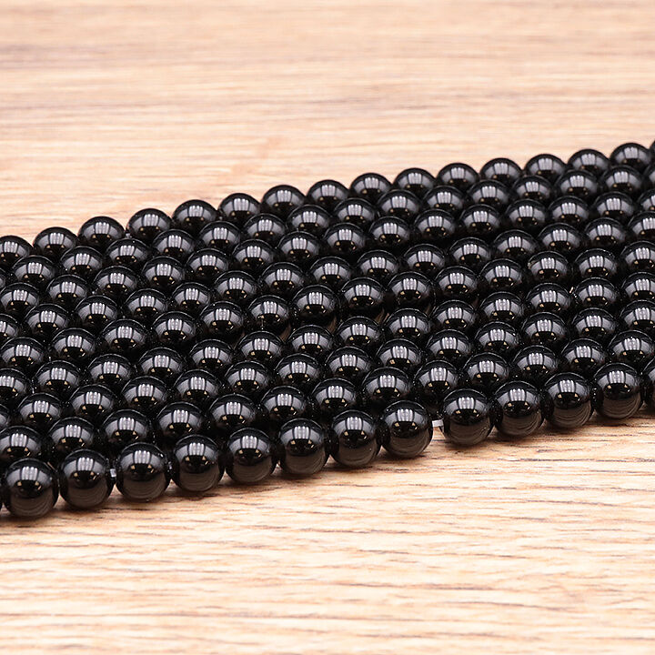 06mm black obsidian bead strand A