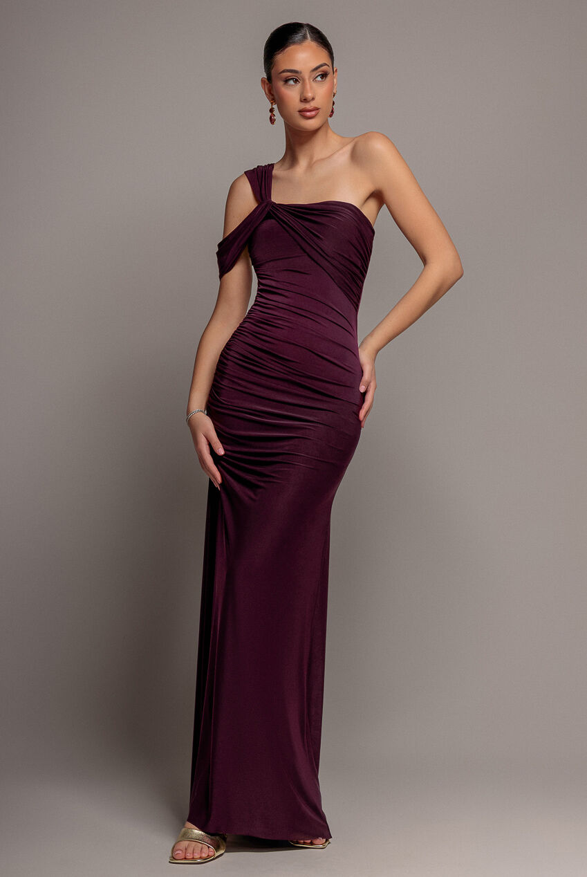 Asymmetrisches Maxikleid mit One-Shoulder-Schulter, DR5089