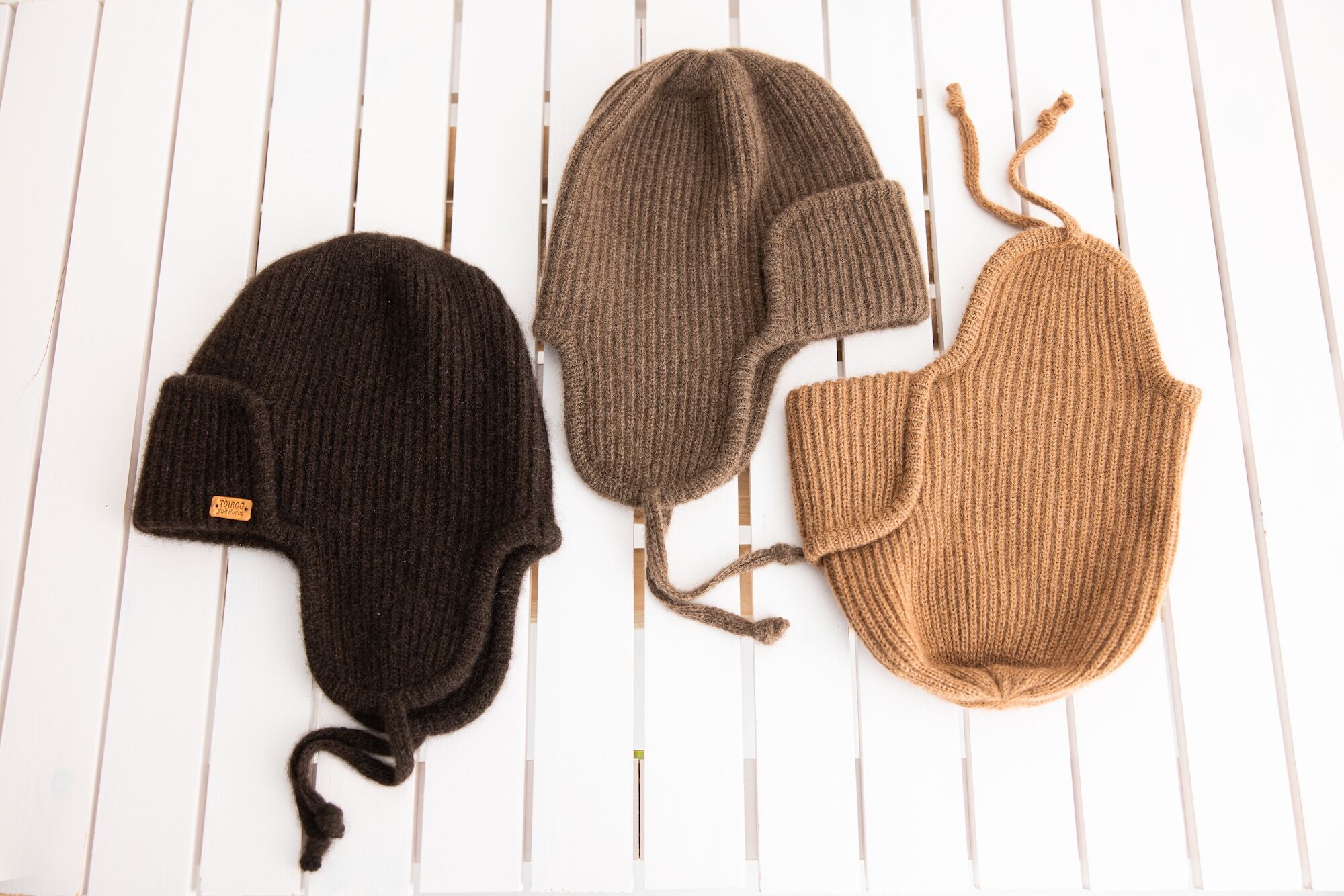 PREVENTA - Gorro de plumón de yak mongol – 100% natural, sin teñir y ecológico