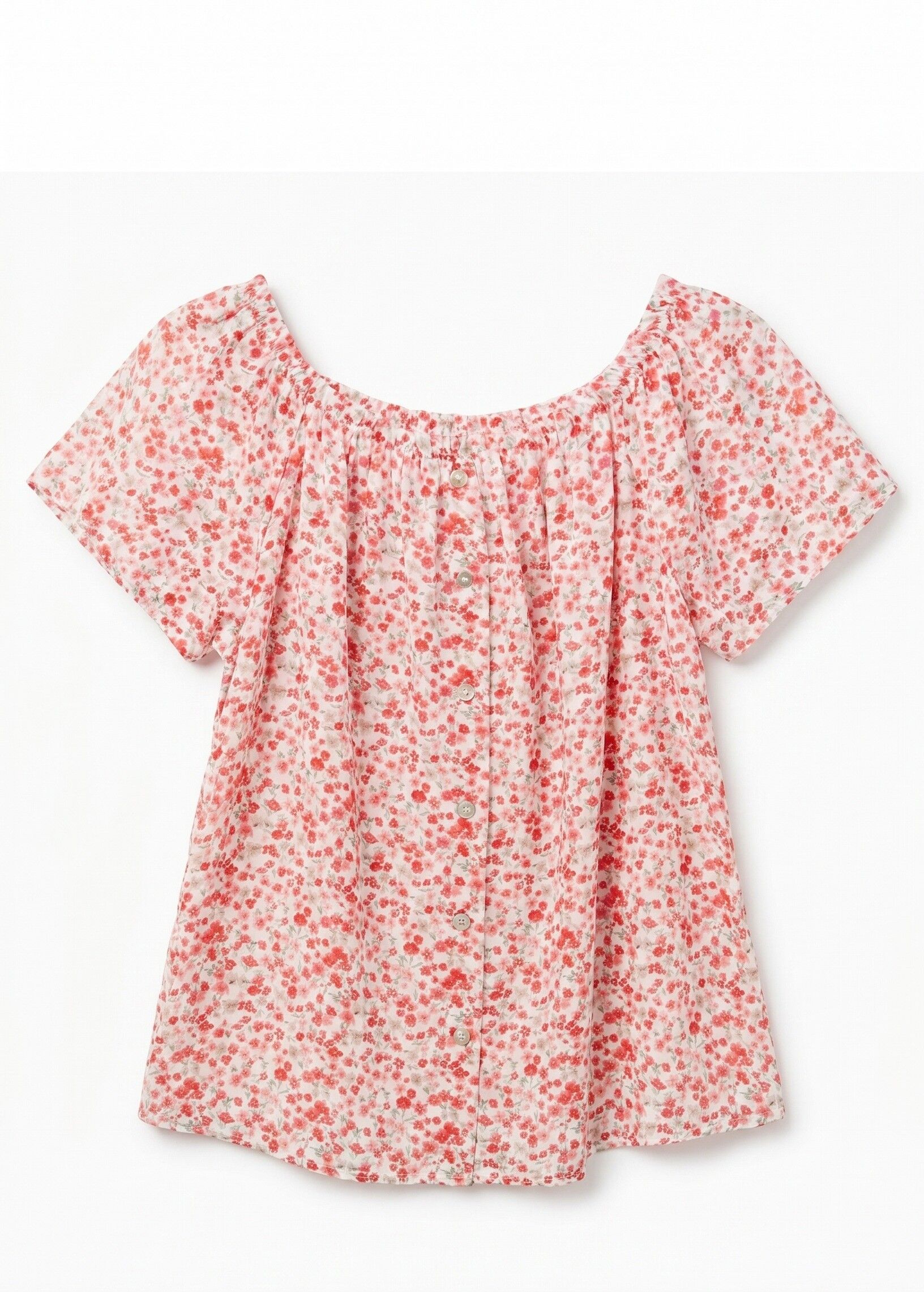 Bluse mit Knopfleiste aus Baumwollvoile mit Blumenmuster
