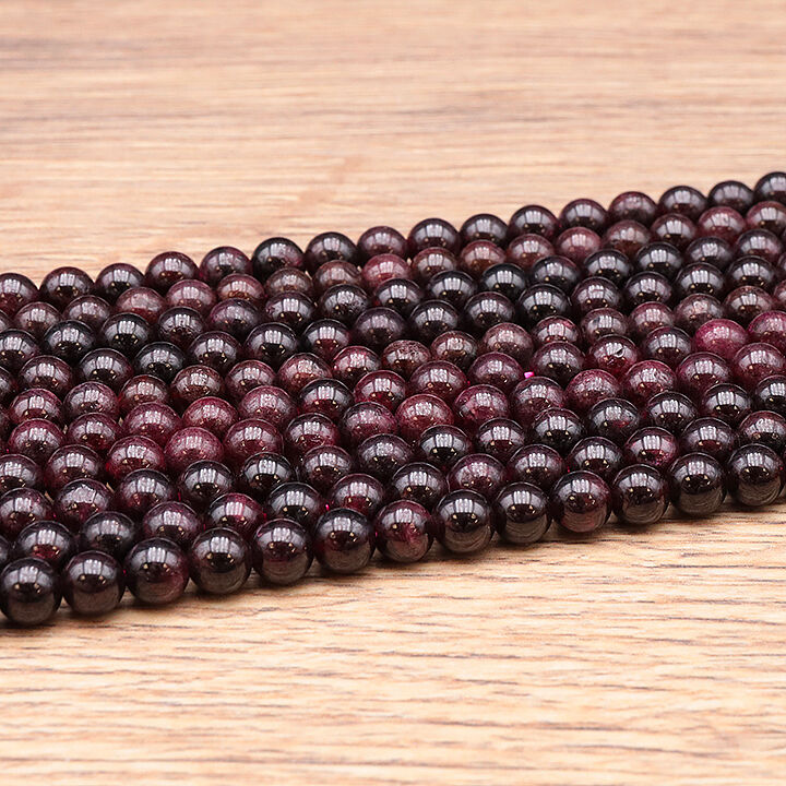 6mm red garnet bead strand A