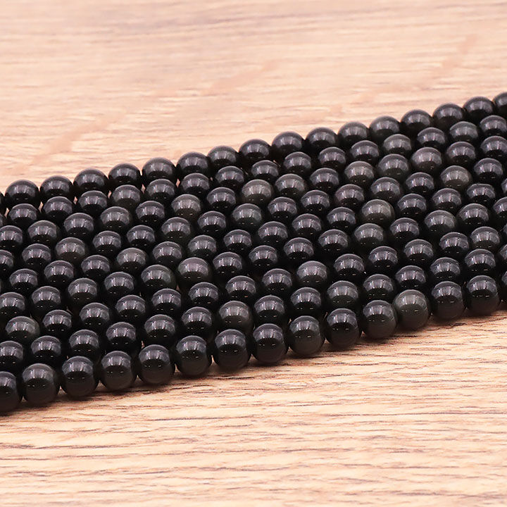 06mm Obsidian Celestial Eye Bead Strand AA