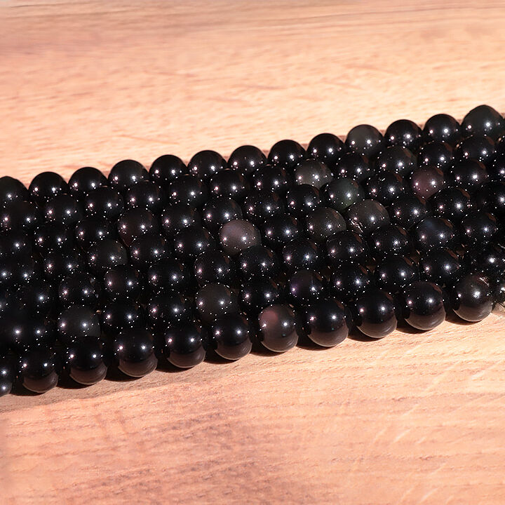 08mm Obsidian Celestial Eye Bead Strand A