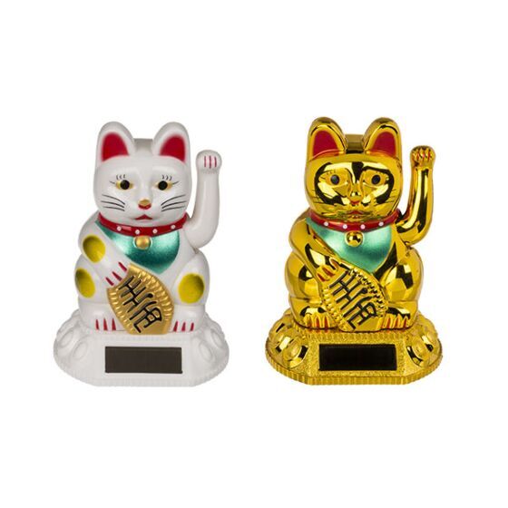 Figurine mobile solaire chat chinois porte-bonheur 8CM - coloris aléatoire