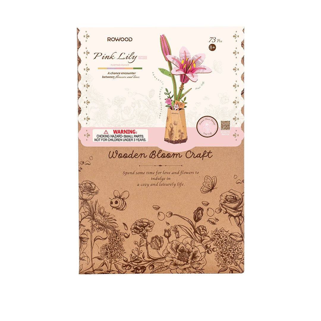 Puzzle 3D en bois à monter soi-même - Pink lily (ROWOOD)