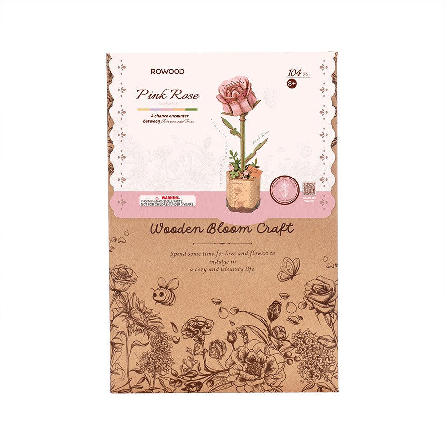 Puzzle 3D en bois à monter soi-même - Pink rose (ROWOOD)