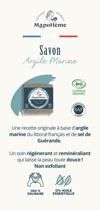 Coffret Merveille: un savon Argile Marine + une pochette de transport + un porte savon aimanté en bois 4