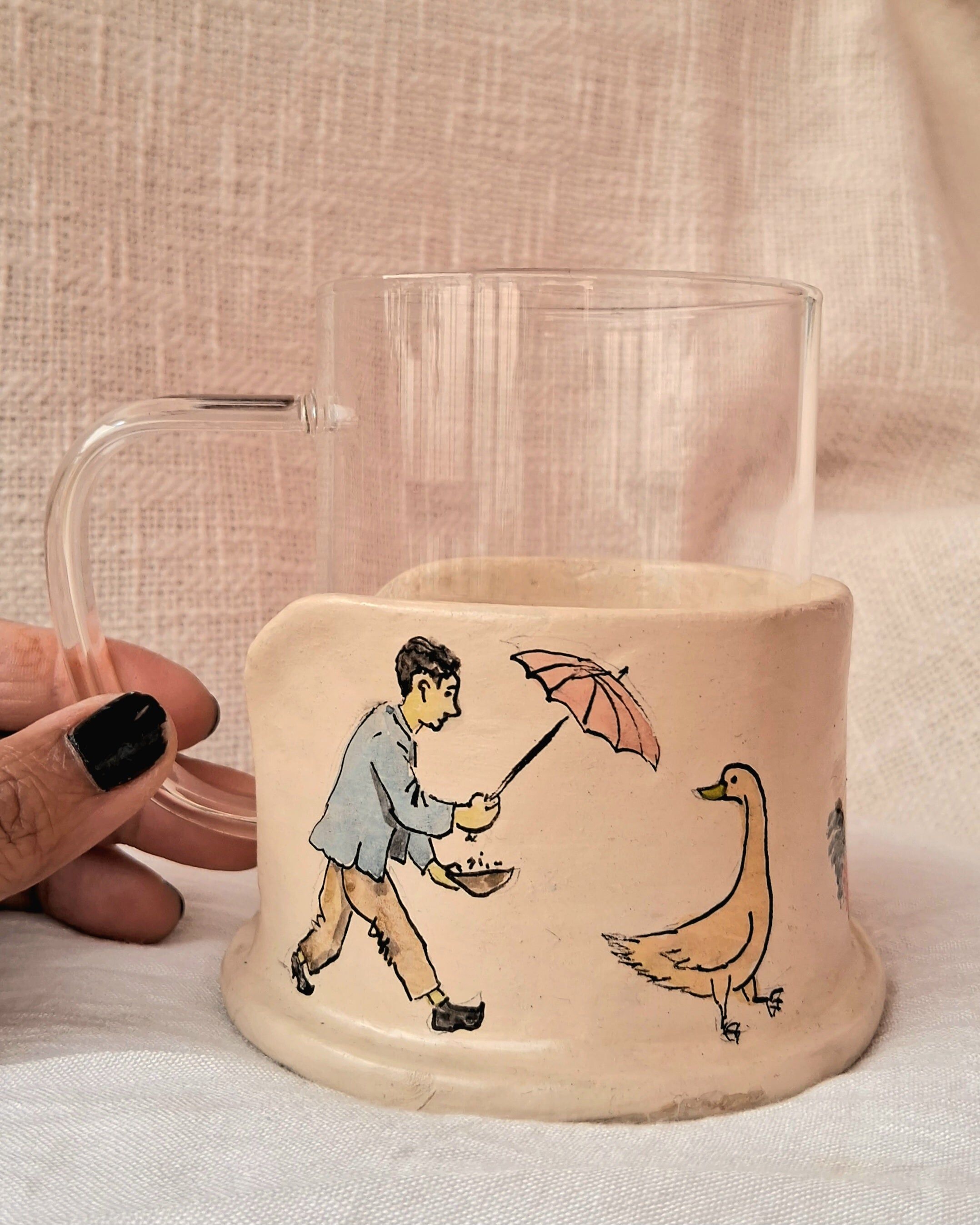 Papier-mache Mug holder-Birds feeder story