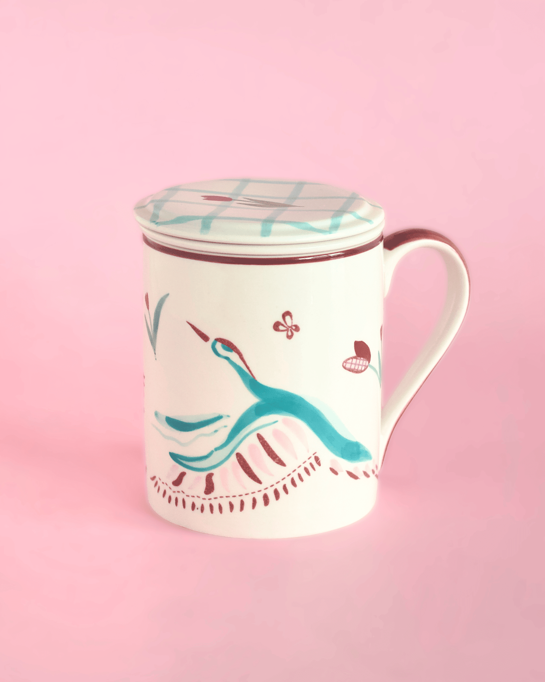 Skylark Handpainted Ceramic Infuser Mug With Lid 410 Ml