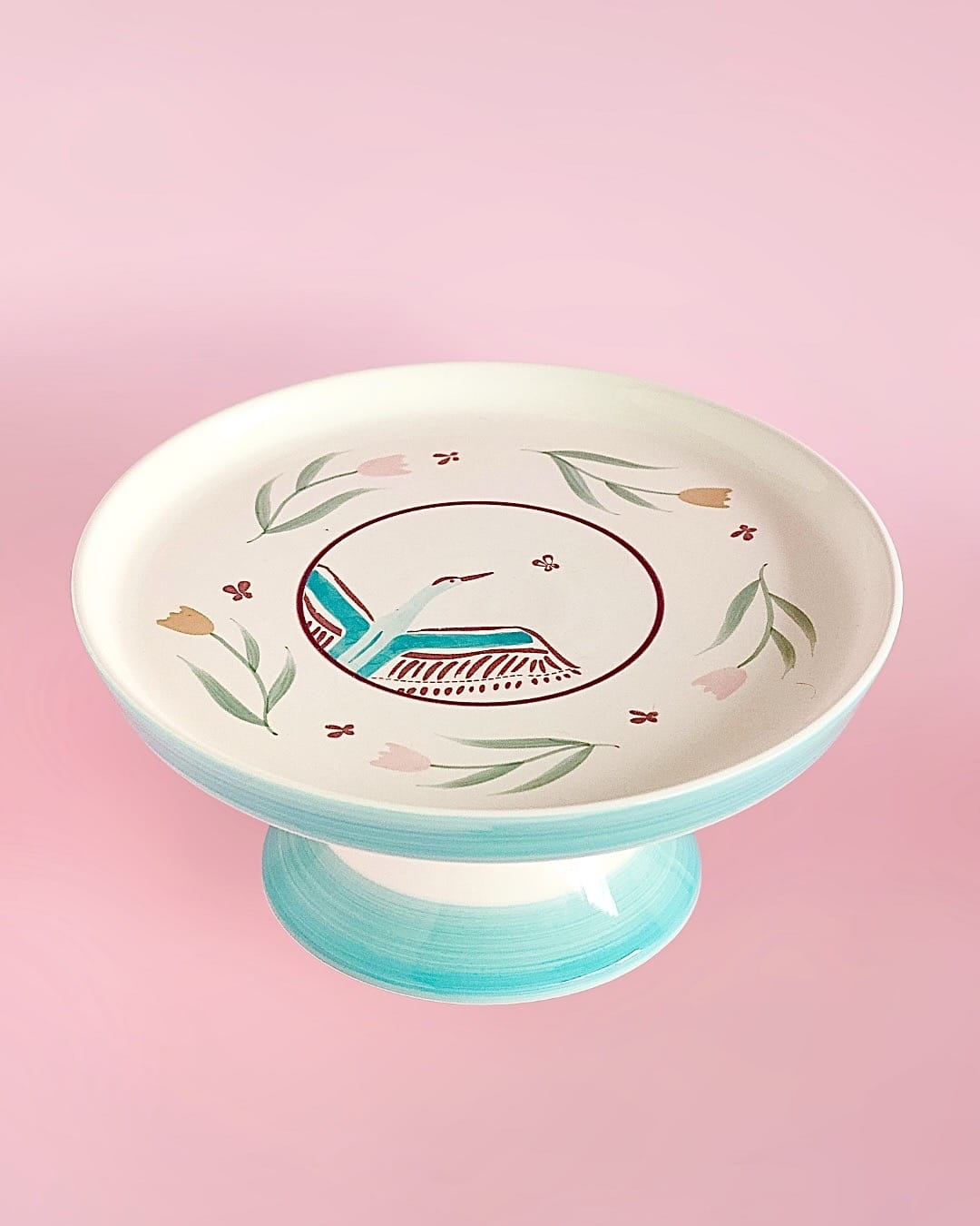 Skylark Handpainted Ceramic Cake Stand 24 Cms