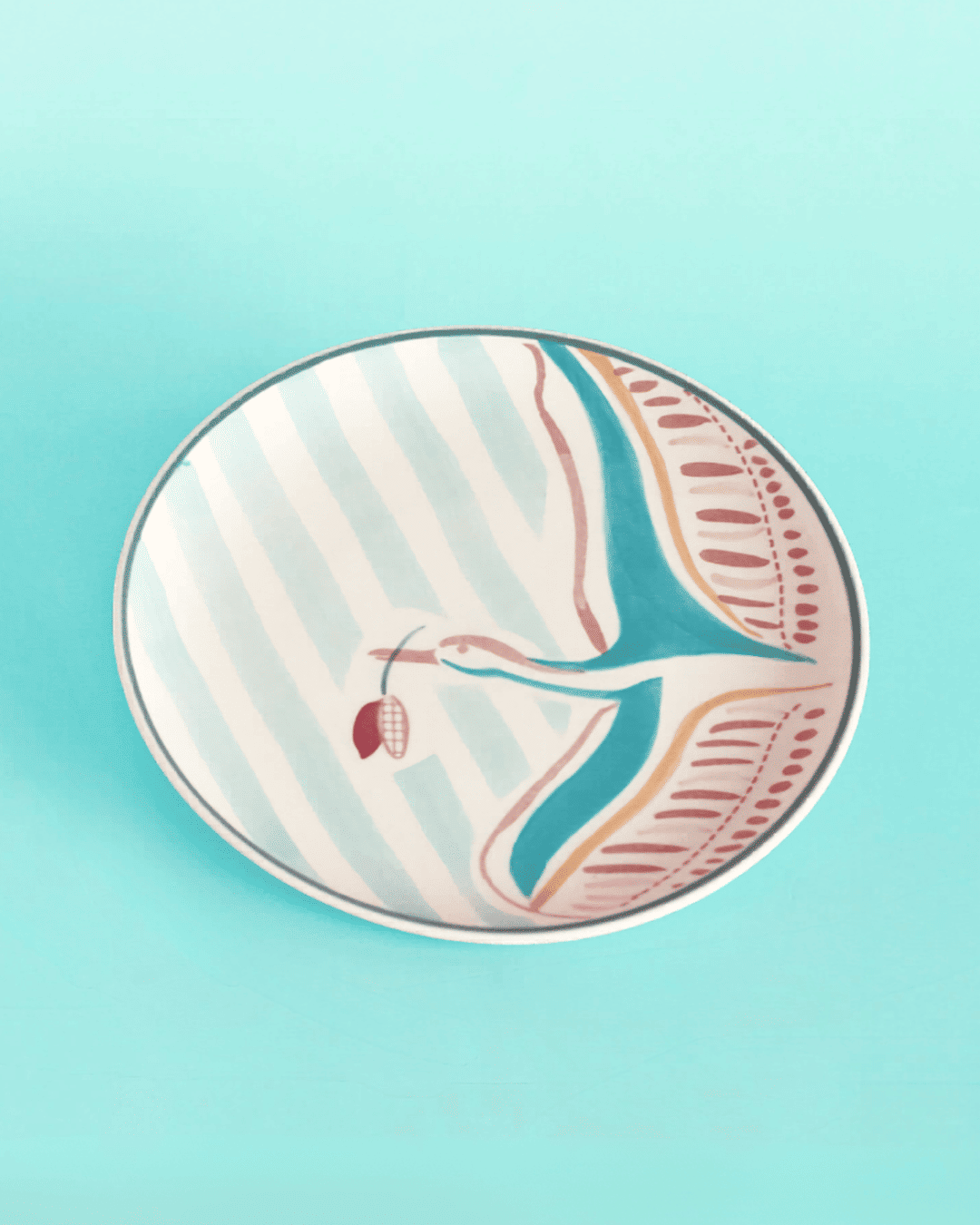 Skylark Handpainted Ceramic Round Plate Curve 16Cm