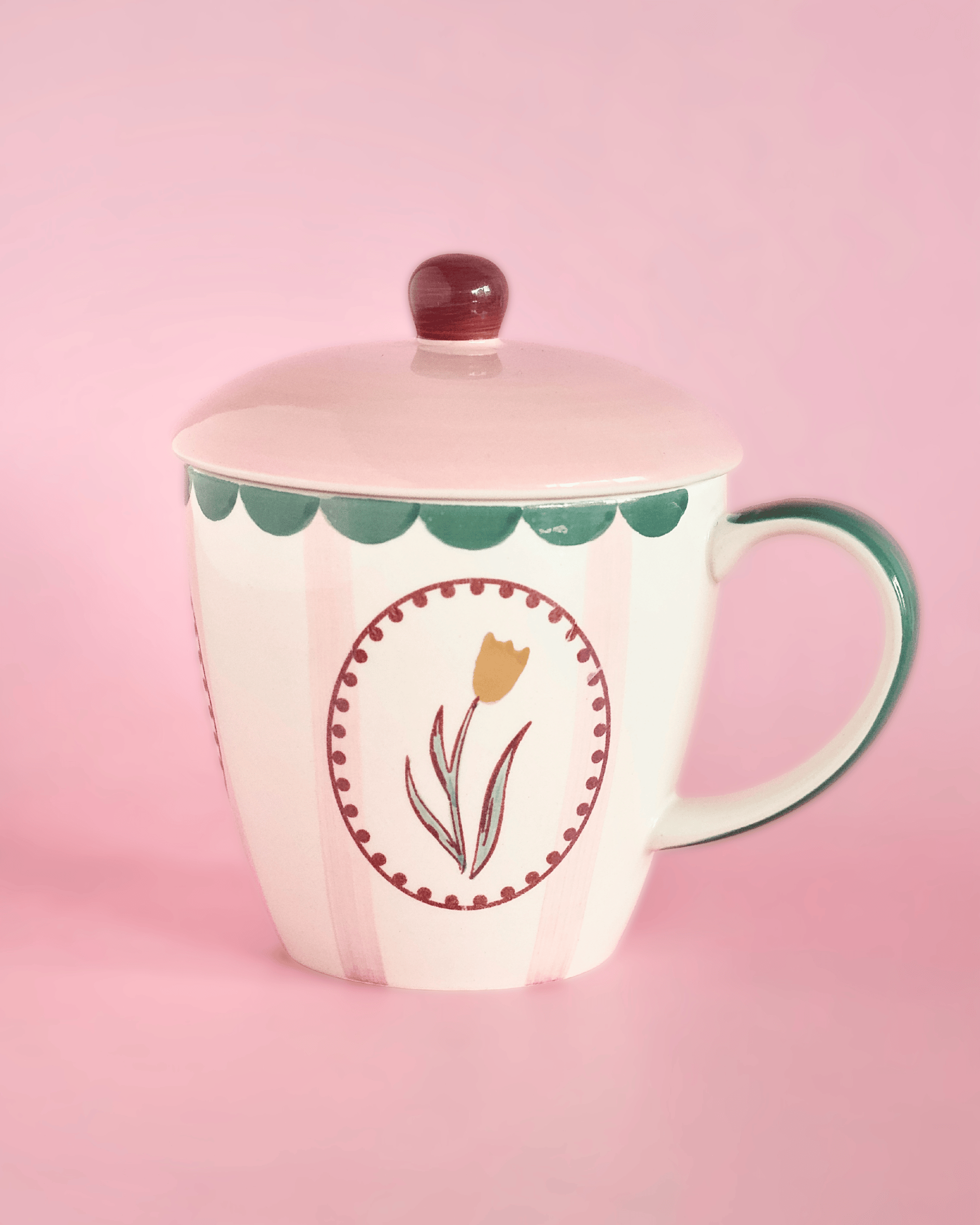 Skylark Handpainted Ceramic Coffee Mug With Lid 385 Ml