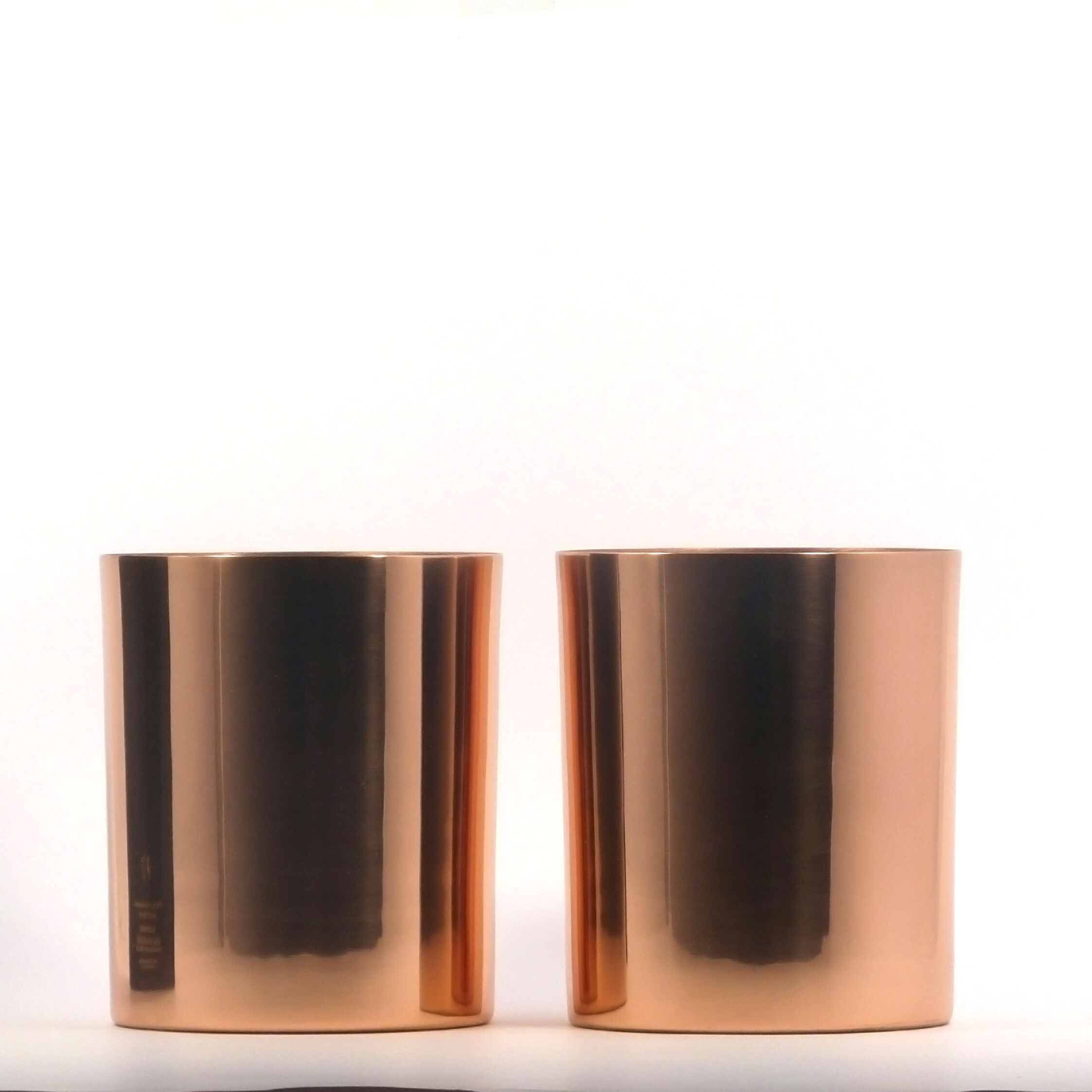 Portavelas de diseño plano color oro rosa – Envase metálico para velas de 500 g