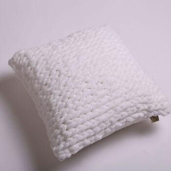 Oreiller moelleux blanc, énorme coussin en peluche tricoté à la main 6