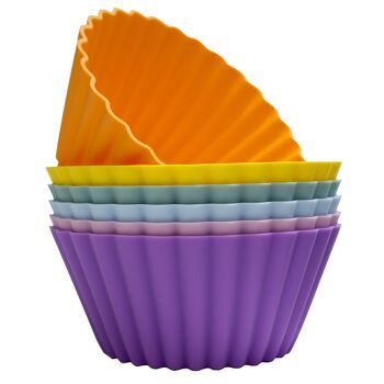 Grands moules à muffins :: Couleurs mélangées arc-en-ciel pastel 6-pack 1