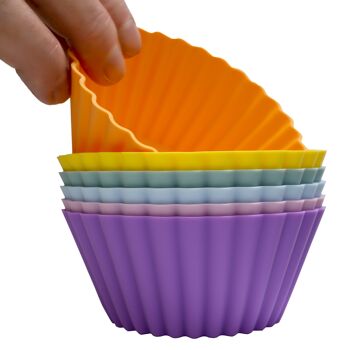 Grands moules à muffins :: Couleurs mélangées arc-en-ciel pastel 6-pack 5