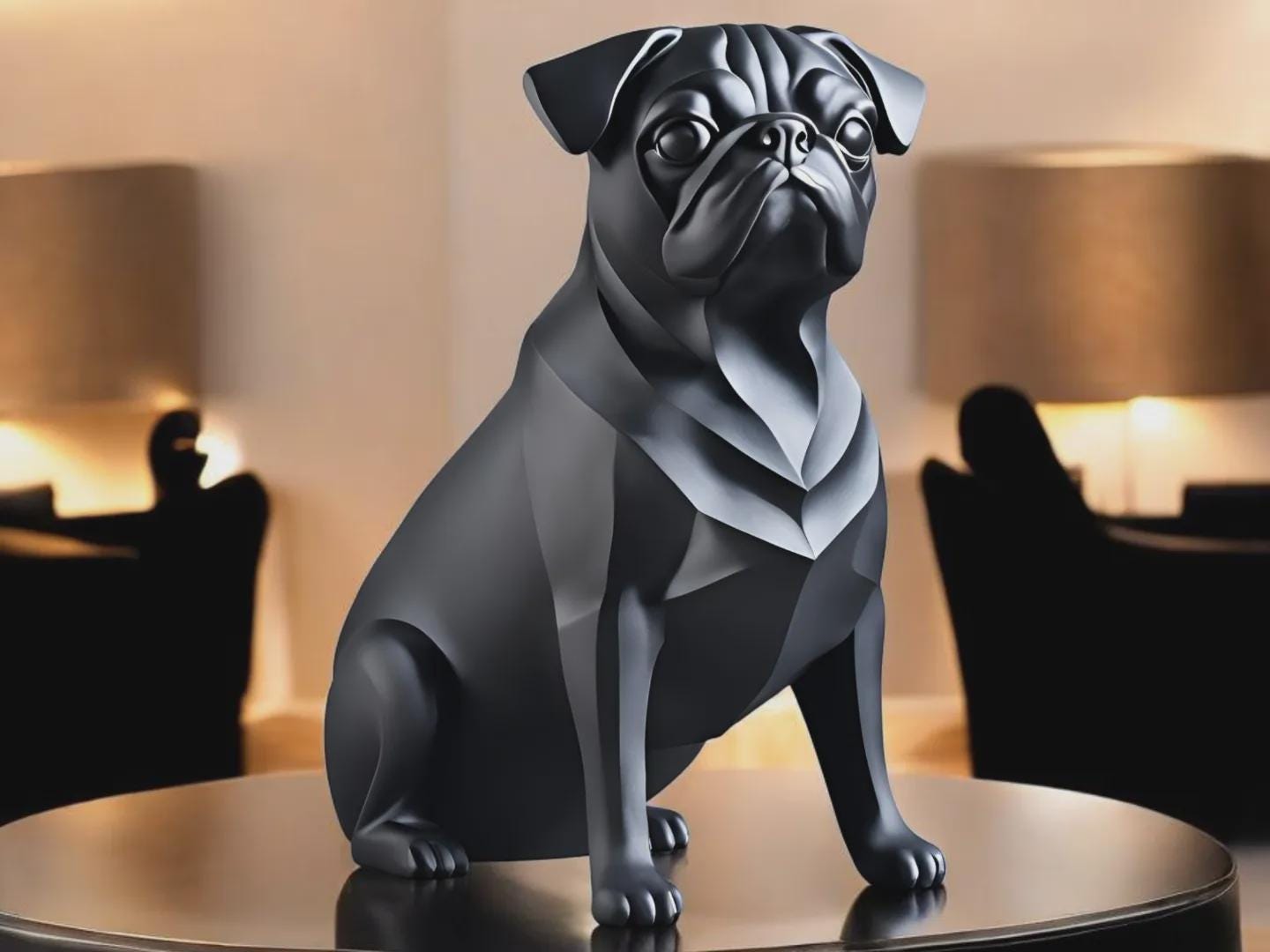 Minimalist Pug Sculpture: 3D Printed Modern Dog Figurine