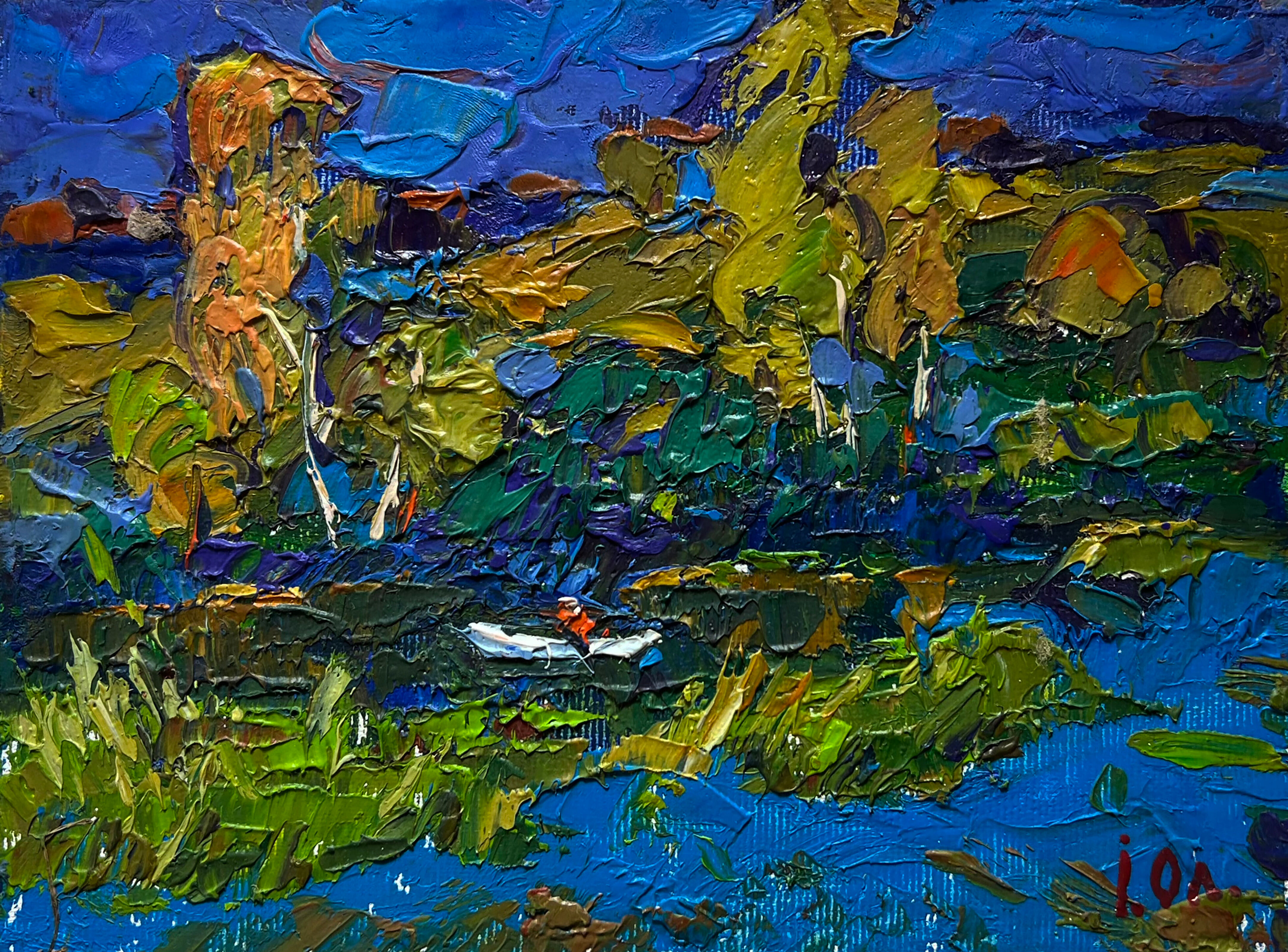 Oil painting Night rest in nature Oleksiy Ivanyuk 15x20cm