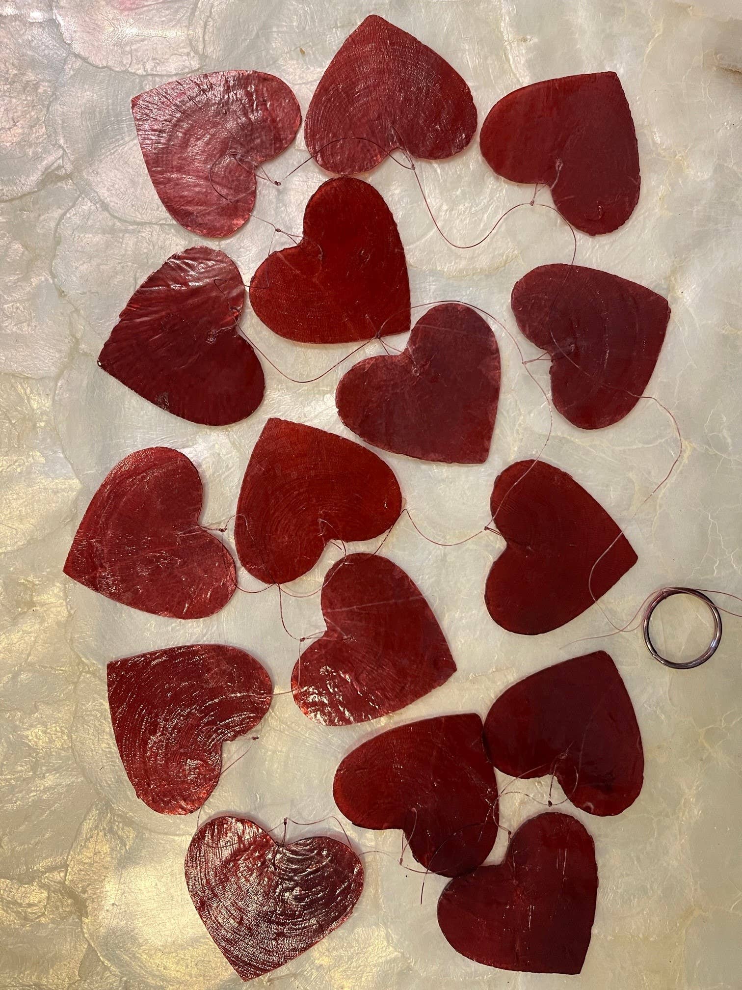 EU ONLY * Capiz Shell Garland Hearts * Christmas