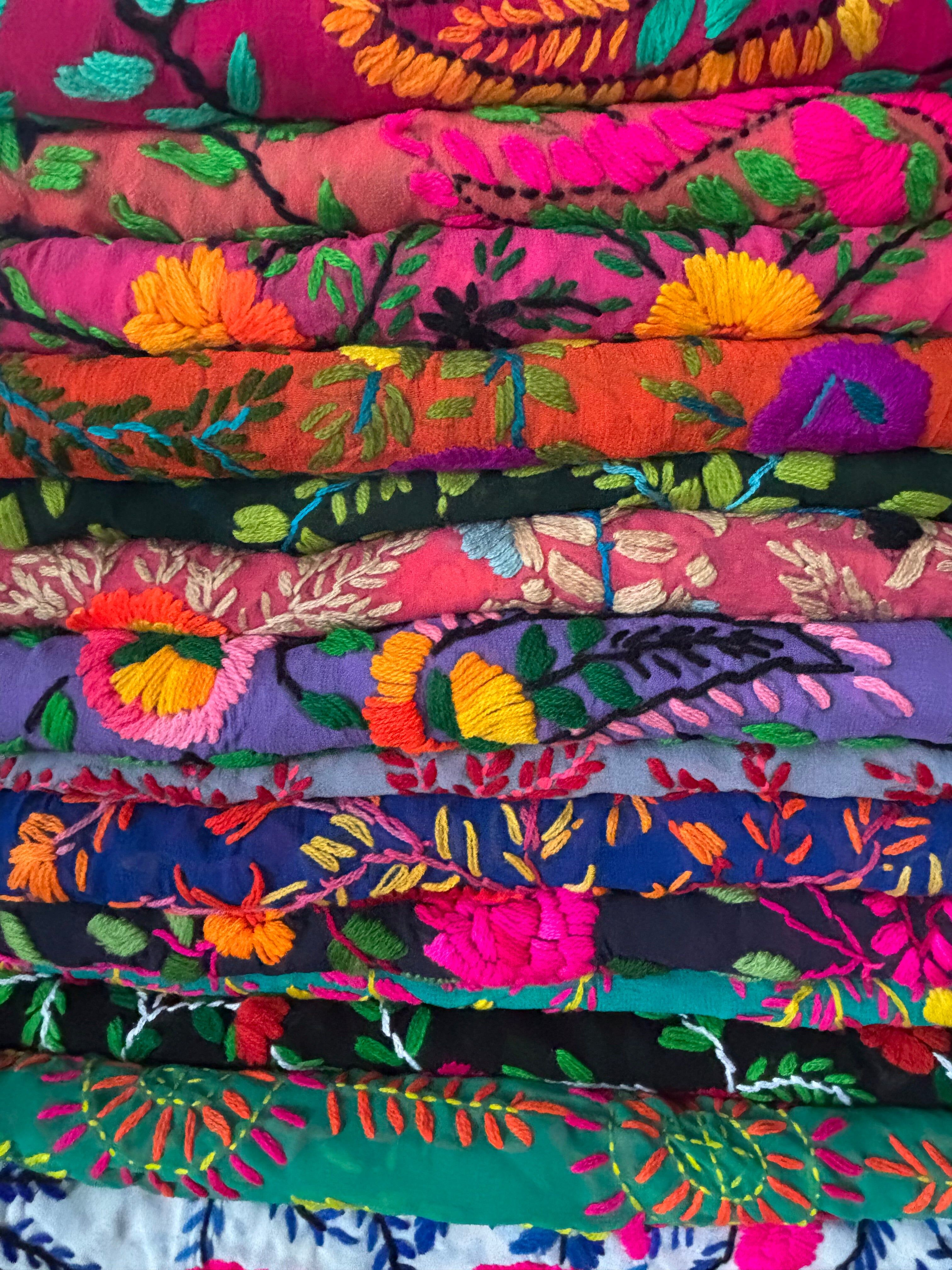 Hand-Embroidered Floral Phulkari Stole