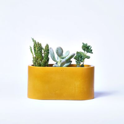Kleines Pflanzgefäß für Zimmerpflanzen aus farbigem Beton - Yellow Concrete