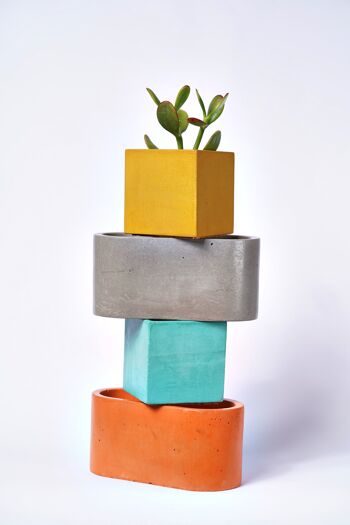 Petite jardinière pour plantes d'intérieur en béton coloré -  Béton Jaune 3