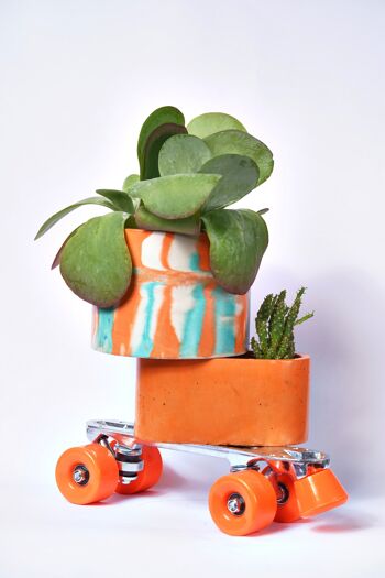 Petite jardinière pour plantes d'intérieur en béton coloré -  Béton Orange 3