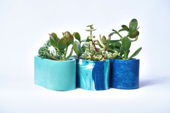 Petite jardinière pour plantes d'intérieur en béton coloré -  Béton Turquoise 3